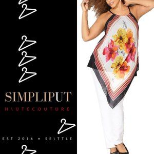 AVENUE Handkerchief Scarf Halter Floral Plus 18 20  18/20 1x 2x Easter Summer